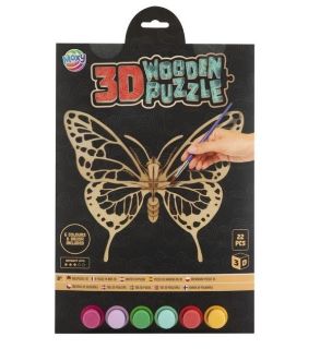 Obrázek z Dřevěné 3D puzzle s barvami - motýl 